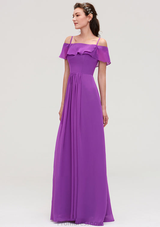 Sleeveless Off-the-Shoulder Chiffon A-line/Princess Long/Floor-Length Bridesmaid Dresseses With Ruffles Hannah HPP0025452