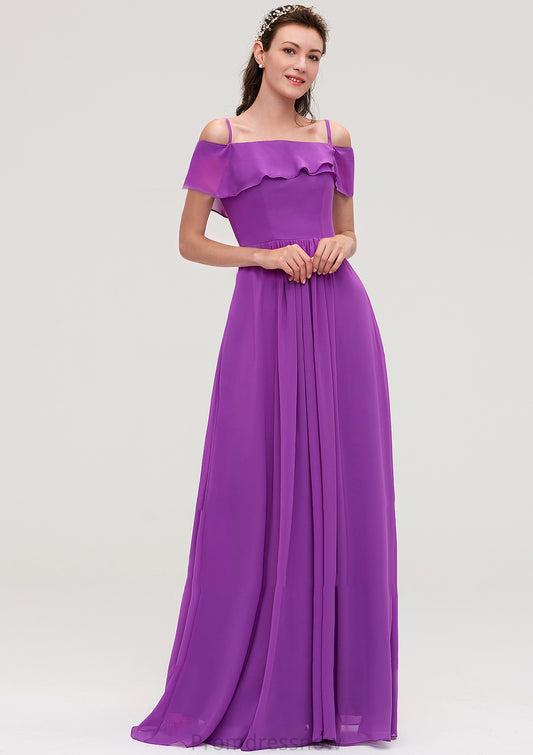 Sleeveless Off-the-Shoulder Chiffon A-line/Princess Long/Floor-Length Bridesmaid Dresseses With Ruffles Hannah HPP0025452