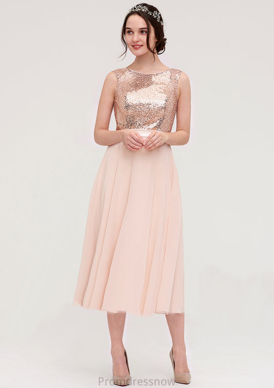 Sleeveless Bateau Chiffon A-line/Princess Bridesmaid Dresses With Sashes Sequins Anna HPP0025454