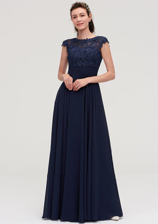 Sleeveless Chiffon A-line/Princess Long/Floor-Length Bridesmaid Dresseses With Appliqued Elise HPP0025455