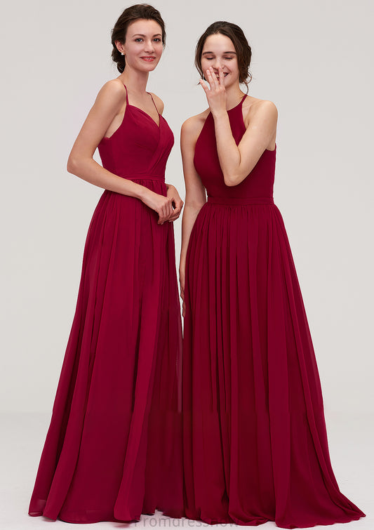 Sleeveless Sweetheart Long/Floor-Length Chiffon A-line/Princess Bridesmaid Dresseses With Split Pleated Yaretzi HPP0025477