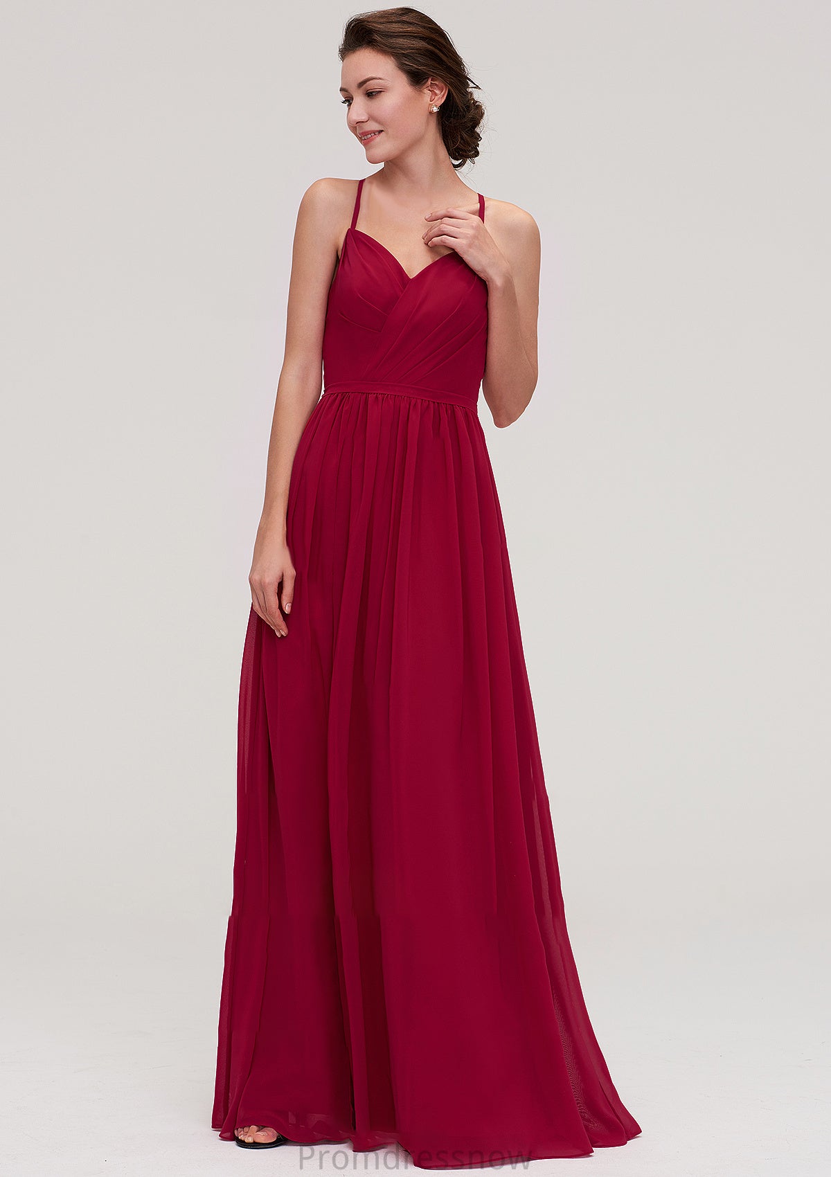 Sleeveless Sweetheart Long/Floor-Length Chiffon A-line/Princess Bridesmaid Dresseses With Split Pleated Yaretzi HPP0025477