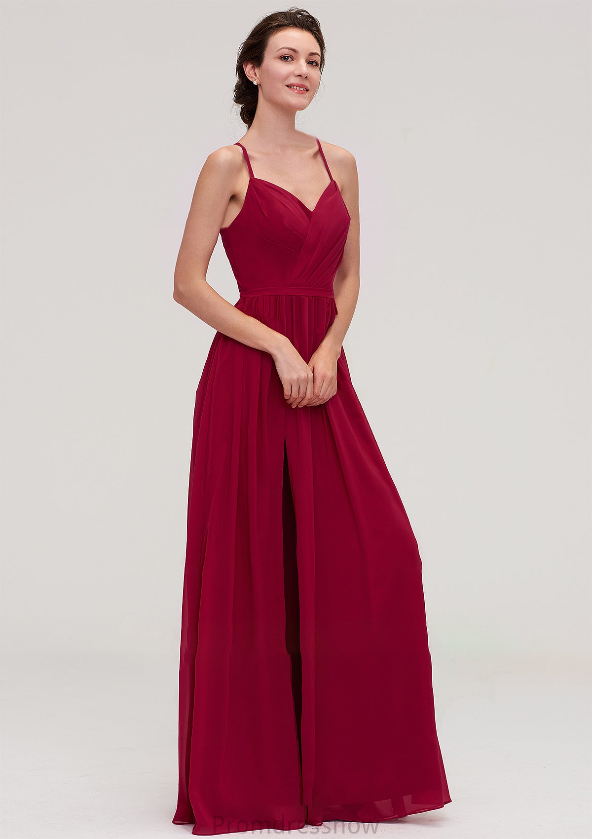 Sleeveless Sweetheart Long/Floor-Length Chiffon A-line/Princess Bridesmaid Dresseses With Split Pleated Yaretzi HPP0025477