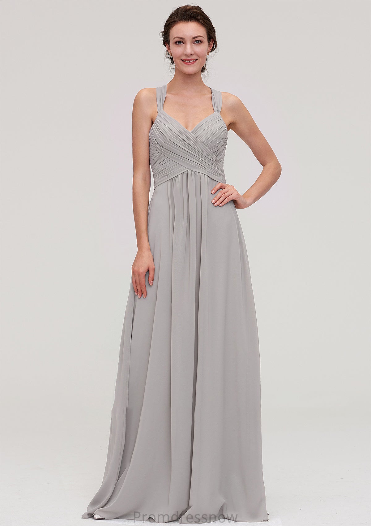 Sleeveless Sweetheart Long/Floor-Length Chiffon A-line/Princess Bridesmaid Dresseses With Pleated Beading Kaia HPP0025478