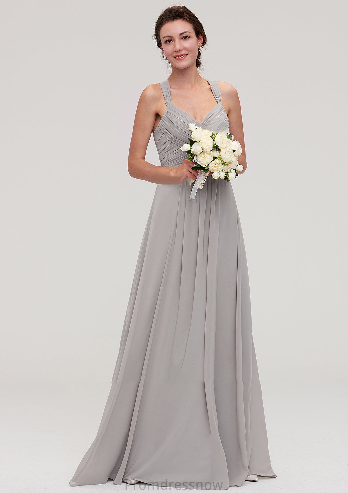 Sleeveless Sweetheart Long/Floor-Length Chiffon A-line/Princess Bridesmaid Dresseses With Pleated Beading Kaia HPP0025478