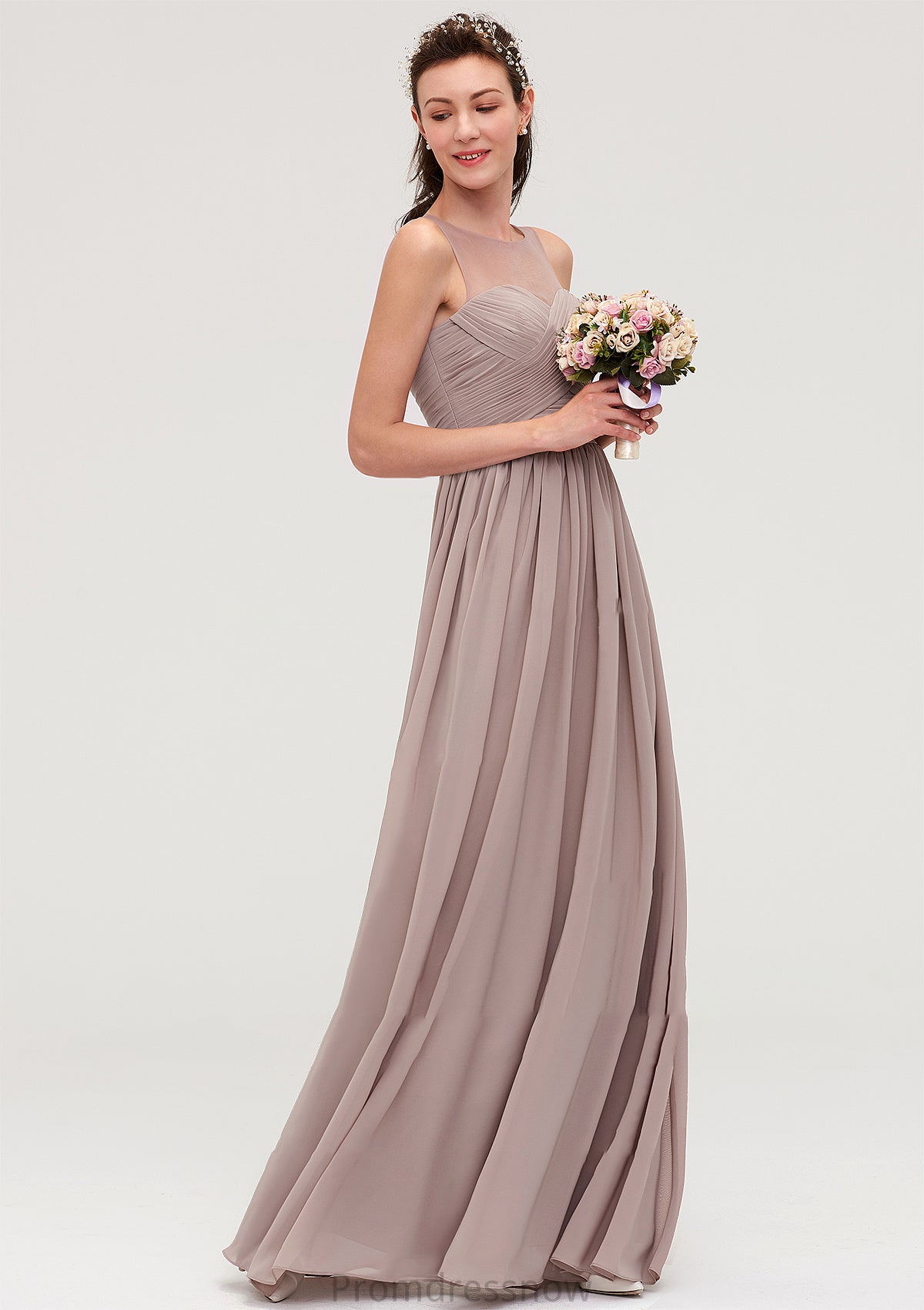 Sleeveless A-line/Princess Chiffon Long/Floor-Length Bridesmaid Dresseses With Pleated Skylar HPP0025479