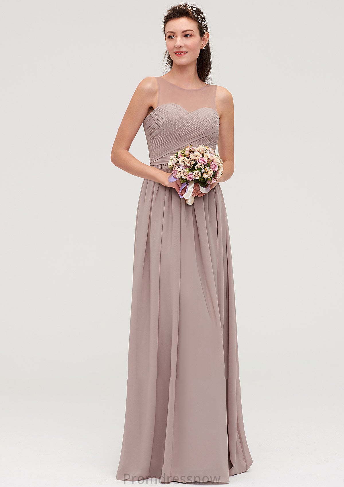 Sleeveless A-line/Princess Chiffon Long/Floor-Length Bridesmaid Dresseses With Pleated Skylar HPP0025479