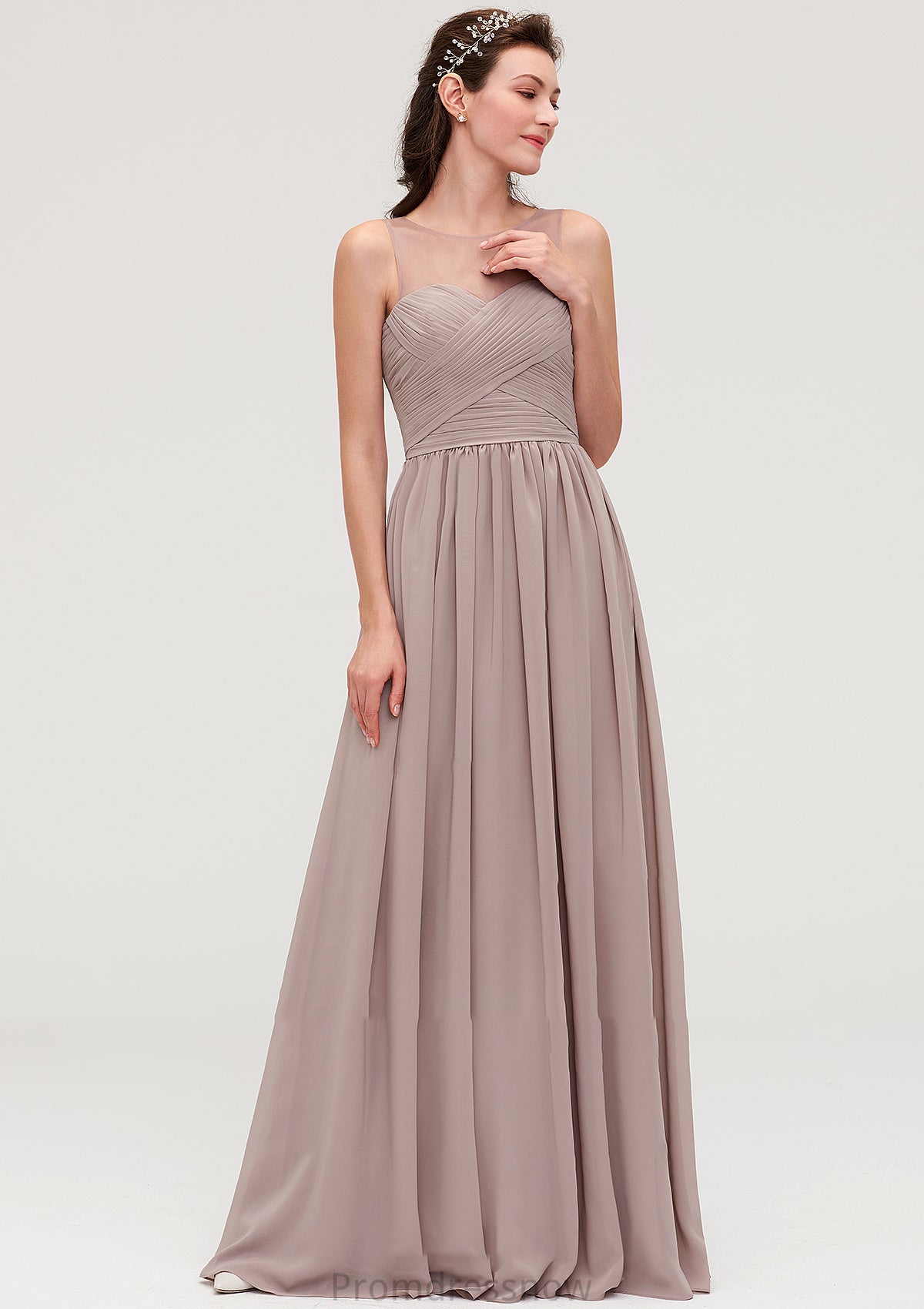 Sleeveless A-line/Princess Chiffon Long/Floor-Length Bridesmaid Dresseses With Pleated Skylar HPP0025479