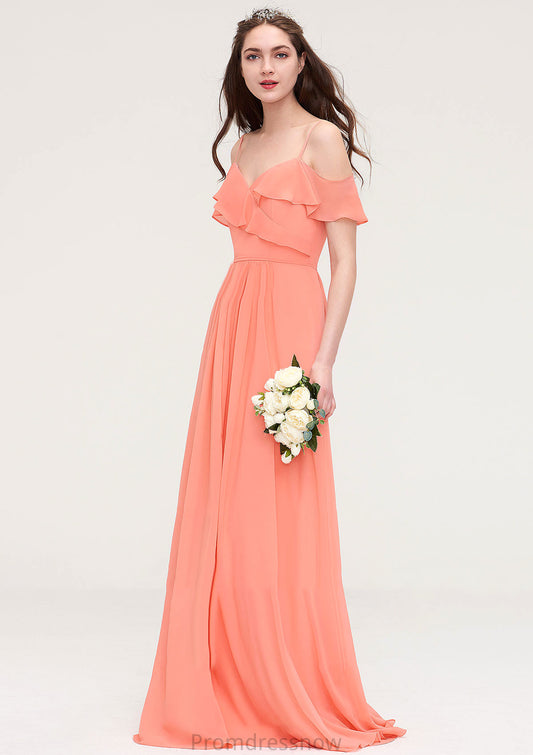 Sleeveless Sweetheart Long/Floor-Length Chiffon A-line/Princess Bridesmaid Dresses With Pleated Diamond HPP0025492