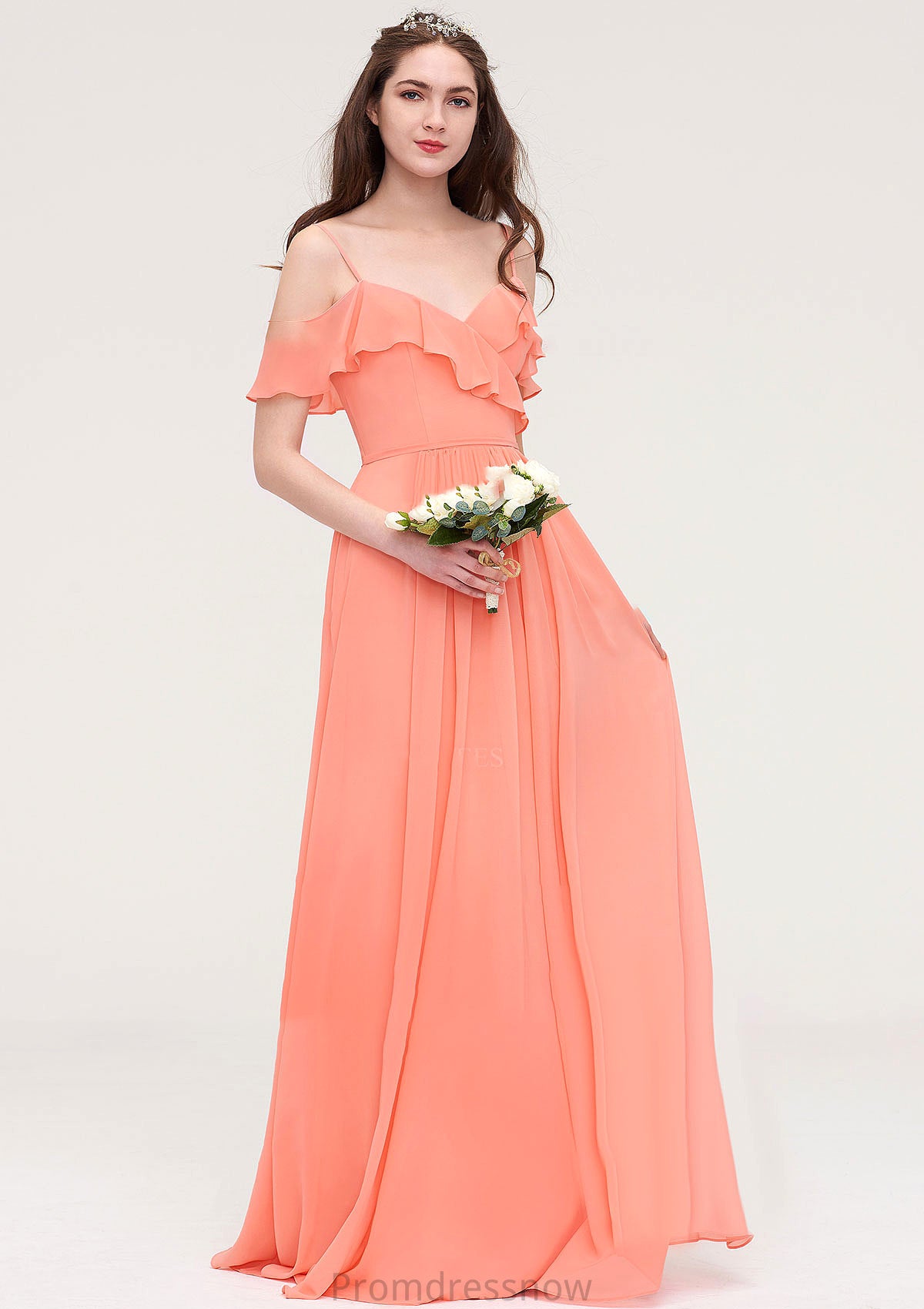 Sleeveless Sweetheart Long/Floor-Length Chiffon A-line/Princess Bridesmaid Dresses With Pleated Diamond HPP0025492