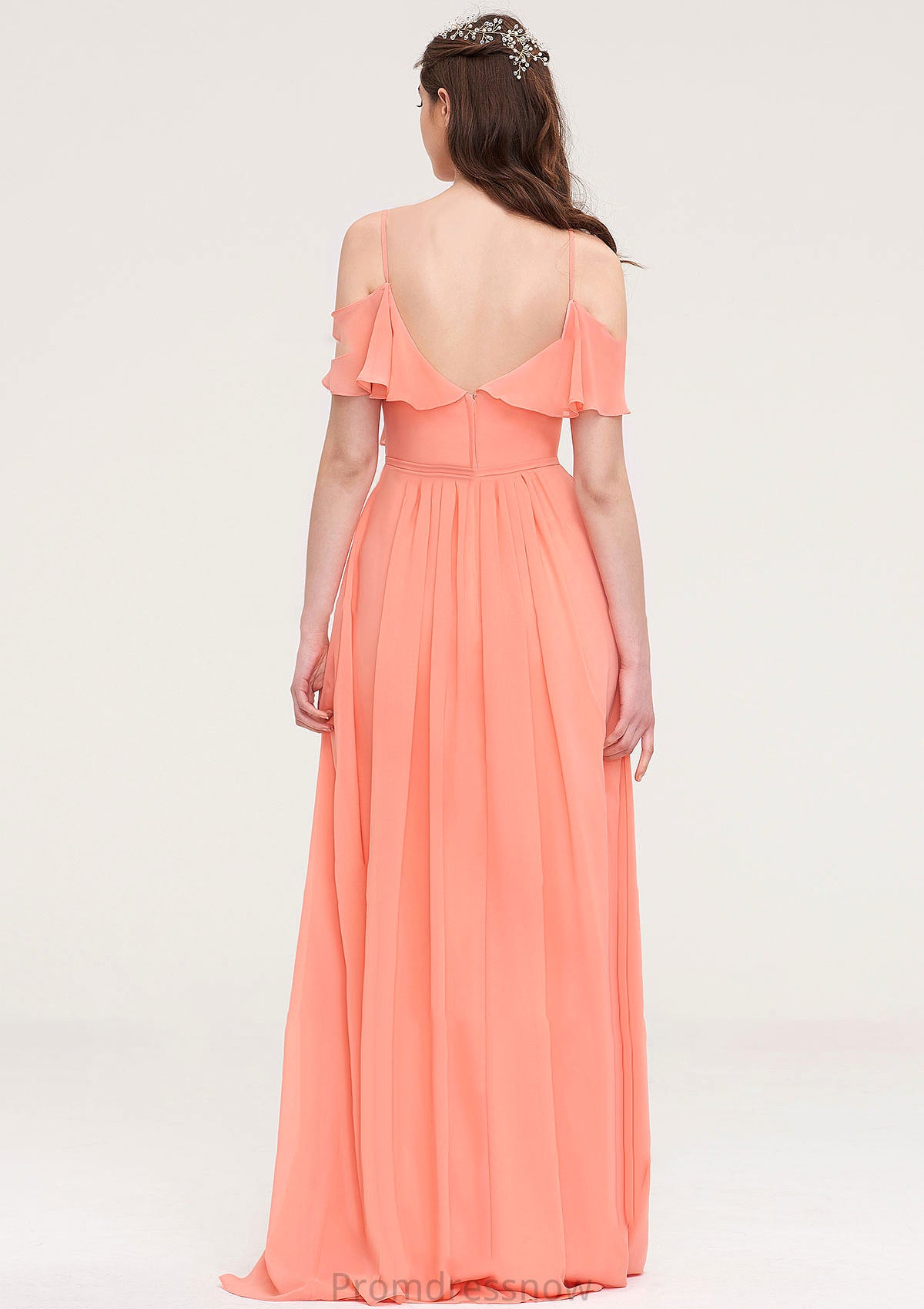 Sleeveless Sweetheart Long/Floor-Length Chiffon A-line/Princess Bridesmaid Dresses With Pleated Diamond HPP0025492