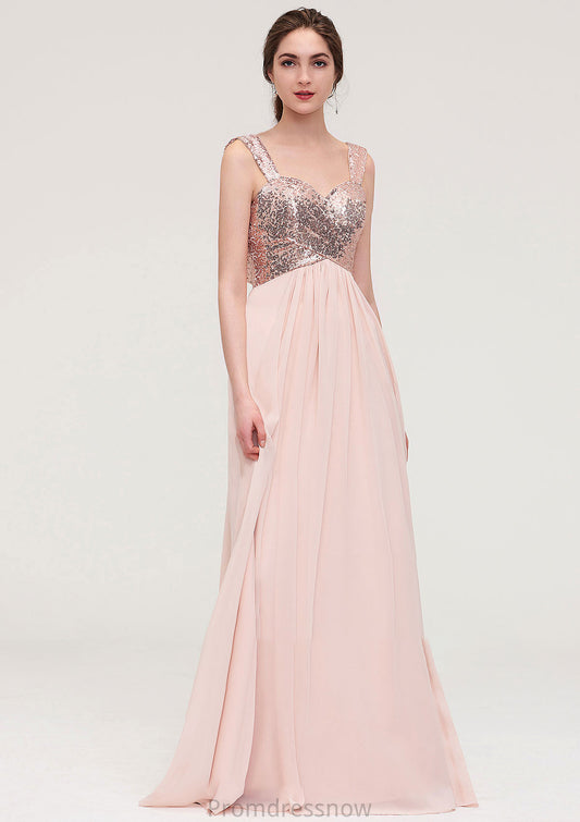 Sleeveless Long/Floor-Length Sweetheart A-line/Princess Chiffon Bridesmaid Dresses With Pleated Sequins Janiah HPP0025494