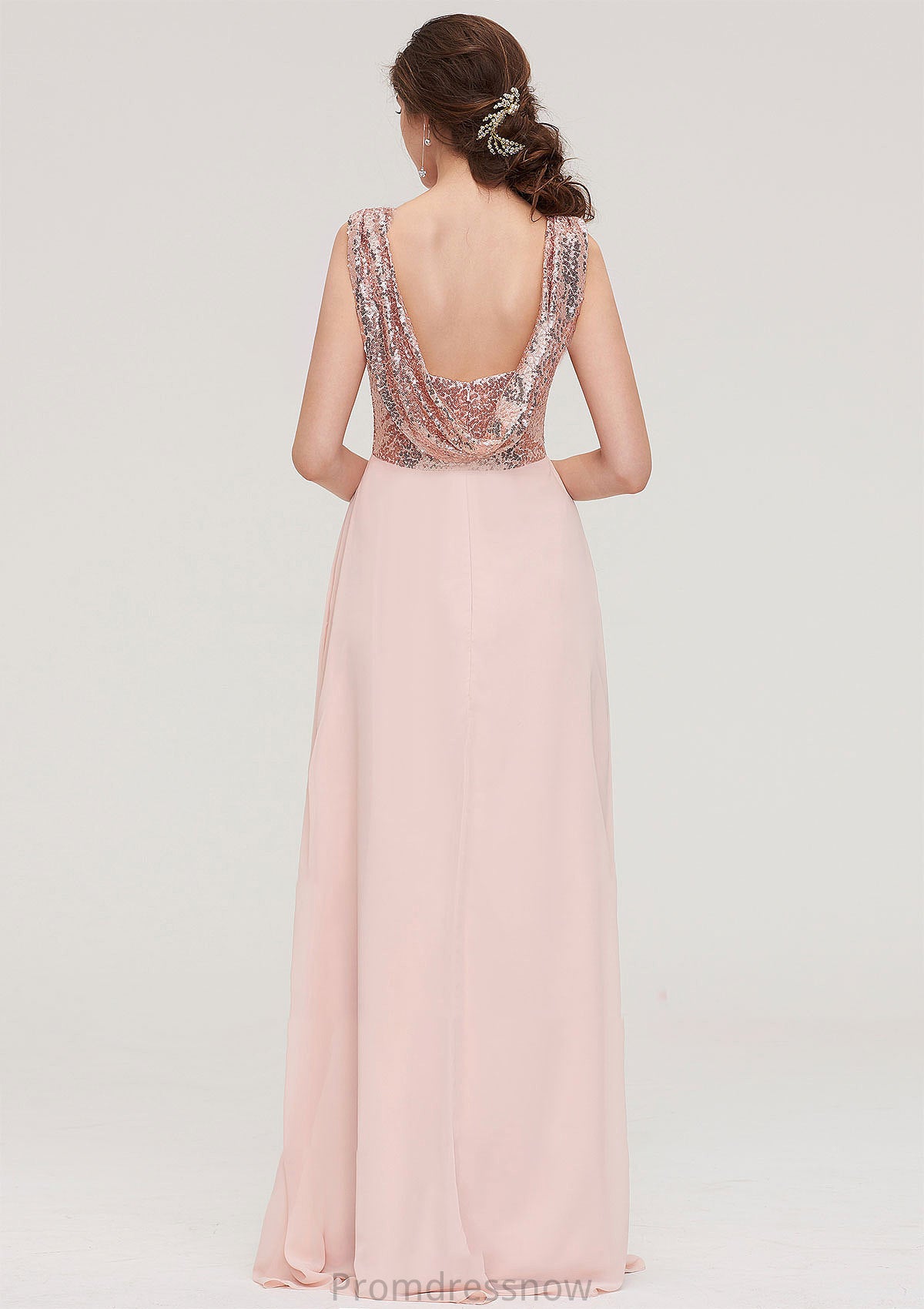 Sleeveless Long/Floor-Length Sweetheart A-line/Princess Chiffon Bridesmaid Dresses With Pleated Sequins Janiah HPP0025494