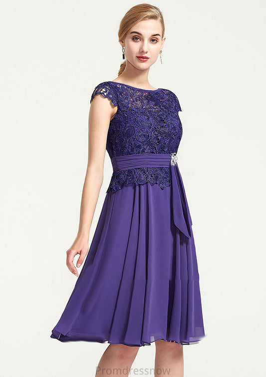 Sleeveless Bateau Knee-Length A-line/Princess Chiffon Bridesmaid Dresses With Rhinestone Appliqued Sashes Desiree HPP0025496