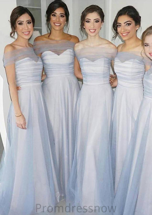 Off-The-Shoulder A-Line/Princess Long/Floor-Length Tulle Bridesmaid Dresses Emmy HPP0025532