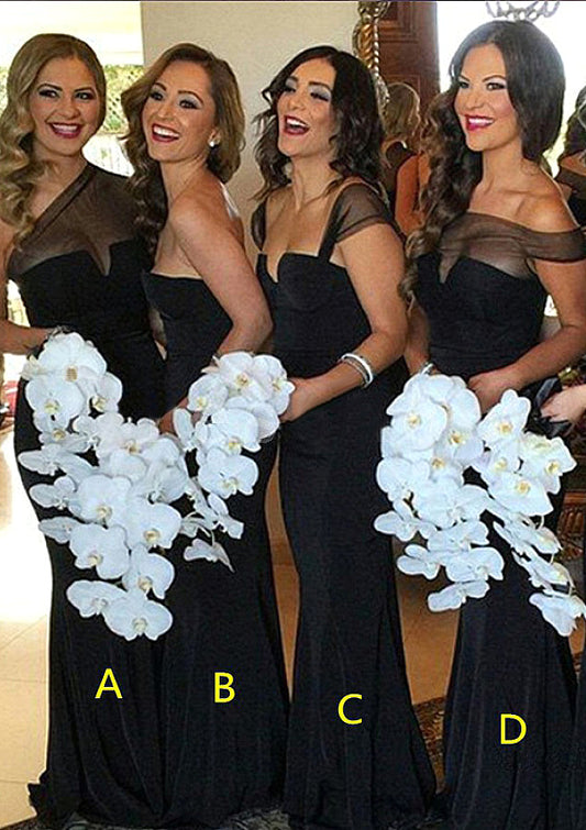 Sweetheart Sleeveless Long/Floor-Length Sheath/Column Elastic Satin Bridesmaid Dresses Thelma HPP0025542