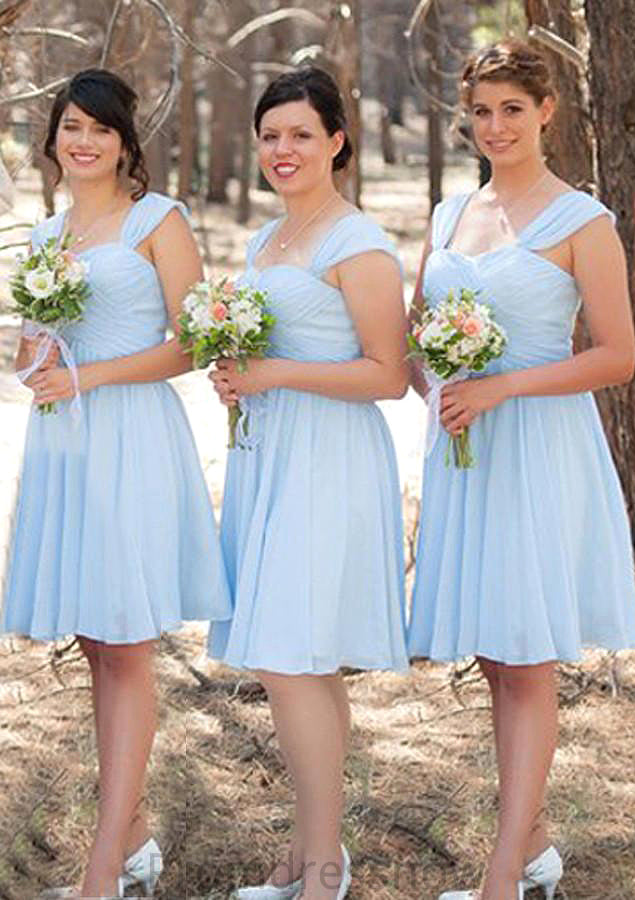 Sleeveless Scalloped Neck Knee-Length A-line/Princess Chiffon Bridesmaid Dresseses With Pleated Hedda HPP0025606