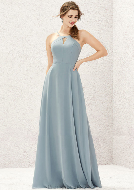 A-line Bateau Sleeveless Long/Floor-Length Chiffon Bridesmaid Dresses Heidy HPP0025638