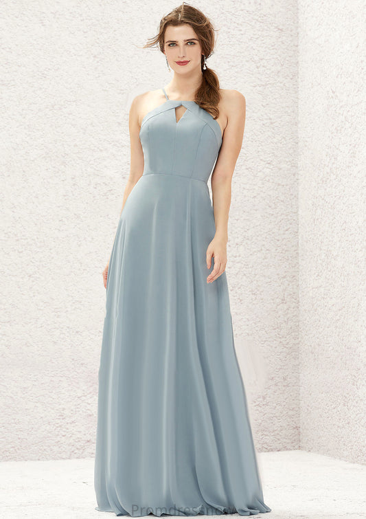 A-line Bateau Sleeveless Long/Floor-Length Chiffon Bridesmaid Dresses Heidy HPP0025638