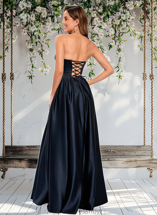 Kiara Ball-Gown/Princess V-Neck Floor-Length Satin Prom Dresses HPP0025840