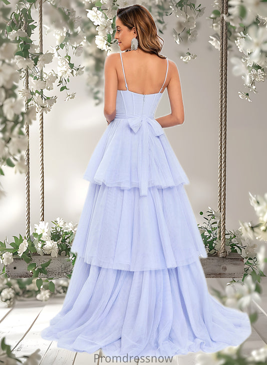 Christina Ball-Gown/Princess Sweetheart Sweep Train Tulle Prom Dresses With Bow HPP0025843