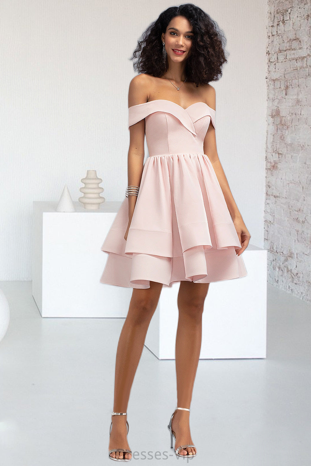 Madeline A-line Short/Mini Stretch Crepe Homecoming Dress With Cascading Ruffles HPP0020540