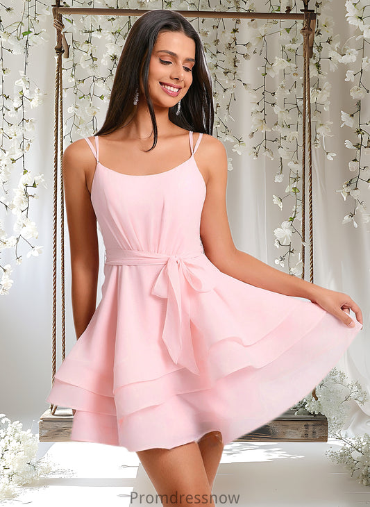 Claire A-line Scoop Mini Chiffon Homecoming Dress With Pleated HPP0025675