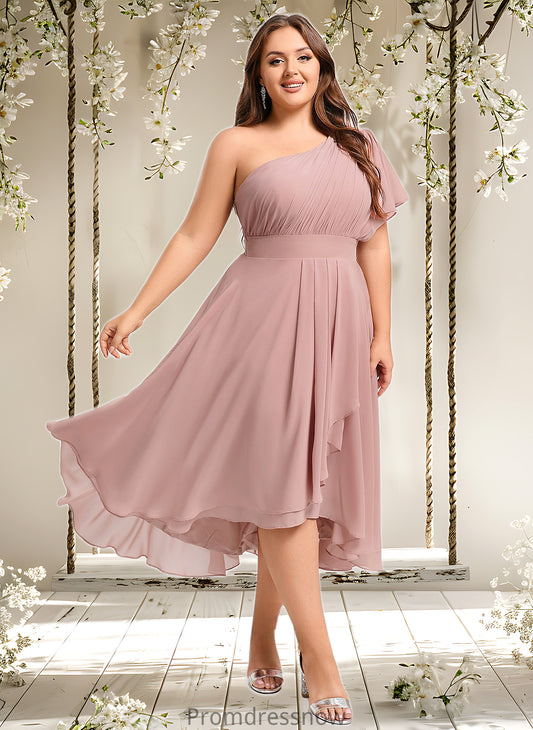 Lauryn A-line One Shoulder Asymmetrical Chiffon Bridesmaid Dress With Ruffle HPP0025819