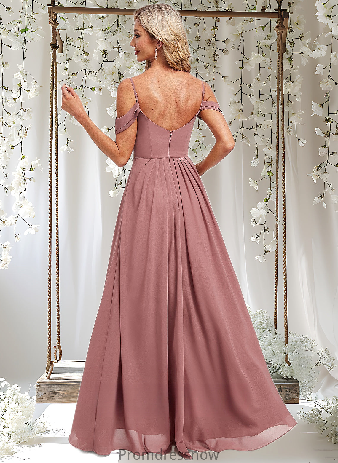 Daphne A-line Cold Shoulder Asymmetrical Chiffon Bridesmaid Dress HPP0025823