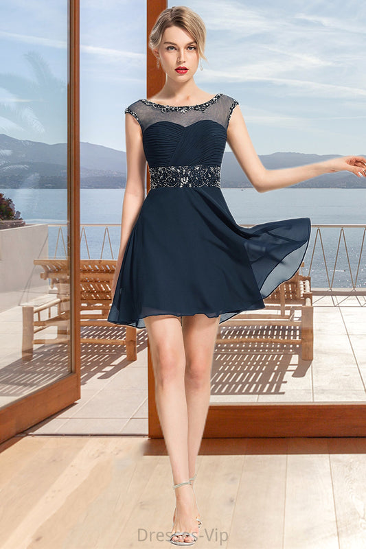 Jaylin A-line Scoop Short/Mini Chiffon Homecoming Dress With Beading Sequins HPP0020586