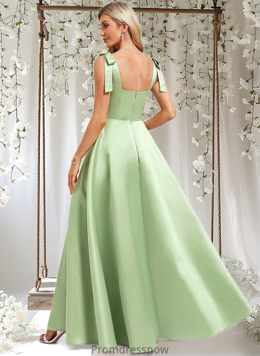 Taryn A-line Square Floor-Length Satin Bridesmaid Dress With Bow HPP0025778