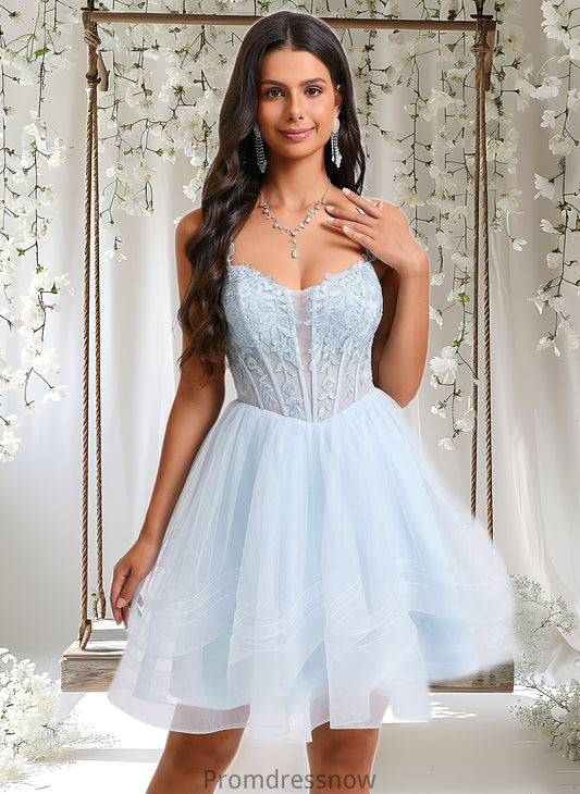 Harley Ball-Gown/Princess Scoop Short Tulle Homecoming Dress With Appliques Lace HPP0025659