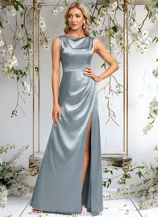 Audrey A-line Scoop Cowl Floor-Length Stretch Satin Prom Dresses HPP0025878