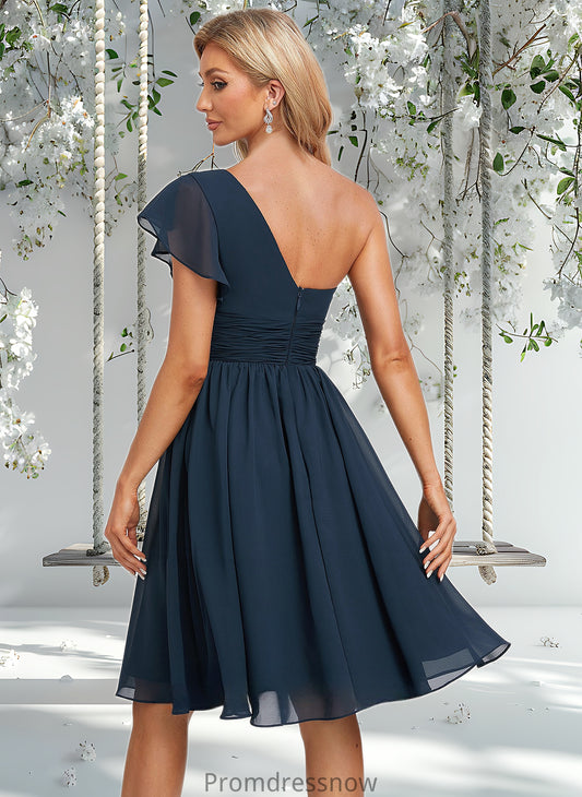 Monica A-line One Shoulder Knee-Length Chiffon Homecoming Dress With Ruffle HPP0025722