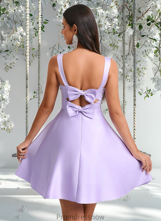 Hedwig A-line Sweetheart Short Satin Homecoming Dress With Bow HPP0025682