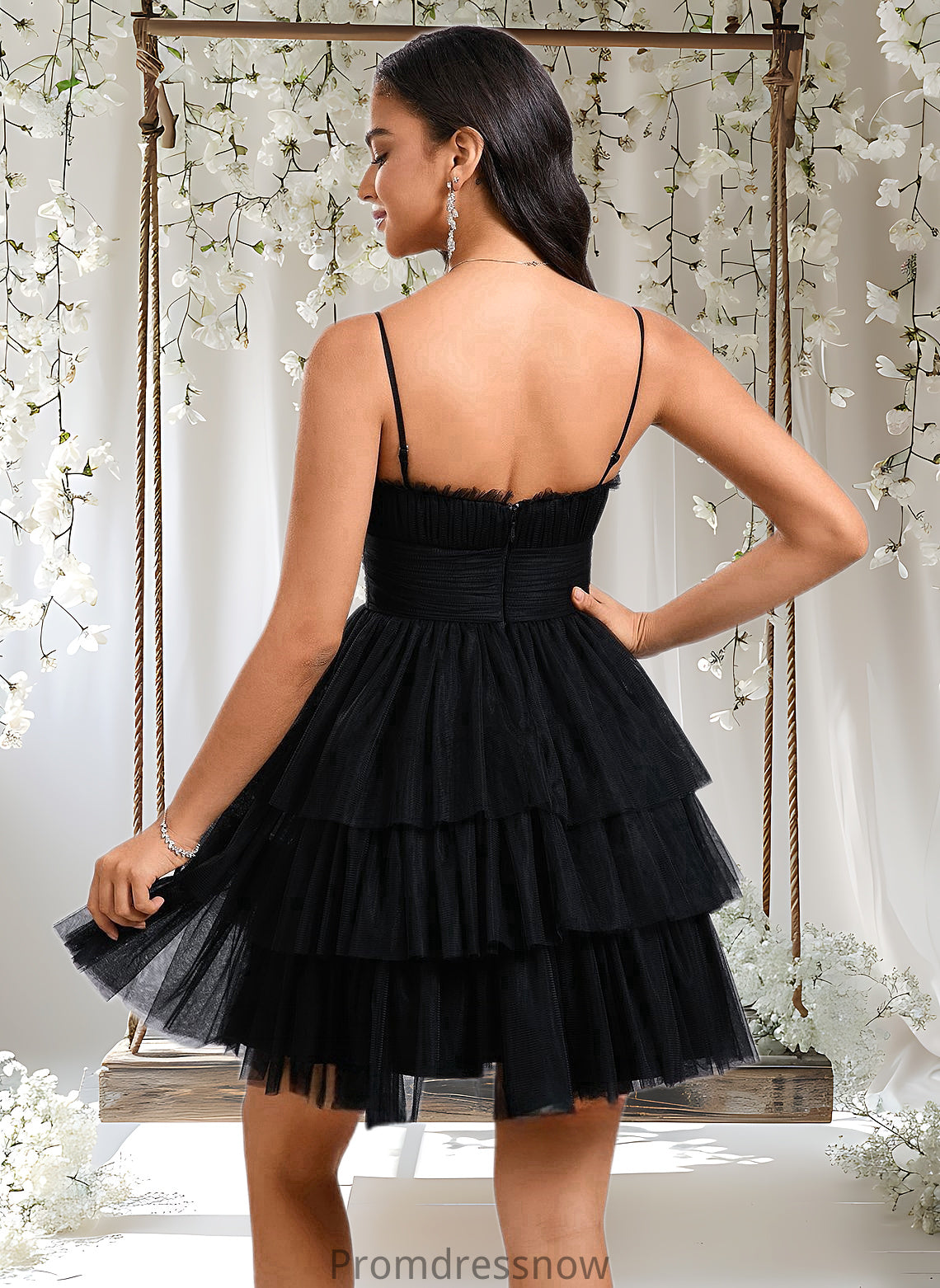 Carlie Ball-Gown/Princess Scoop Short Tulle Homecoming Dress With Pleated Ruffle HPP0025648