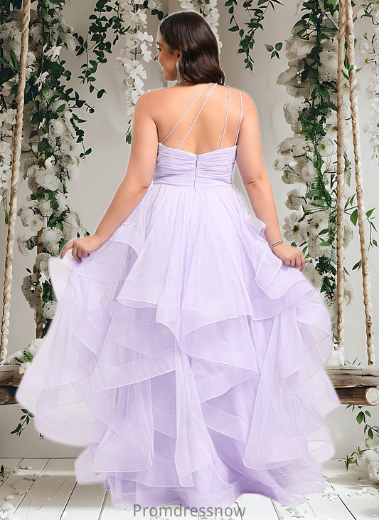 Makenna Ball-Gown/Princess Asymmetrical One Shoulder Floor-Length Tulle Prom Dresses HPP0025867