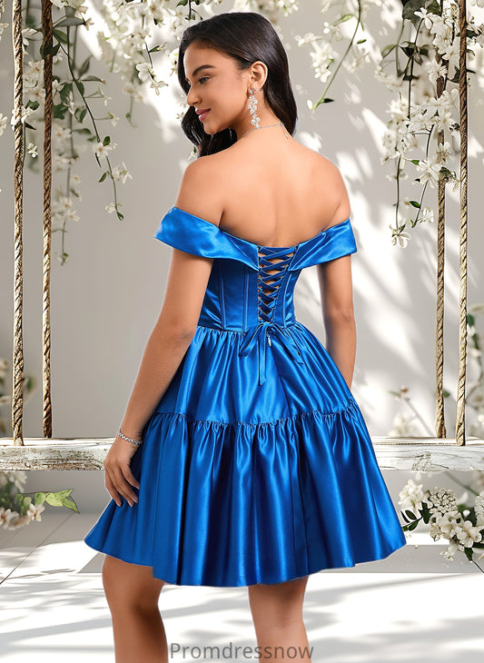 Judy Ball-Gown/Princess Off the Shoulder Short Satin Homecoming Dress HPP0025680