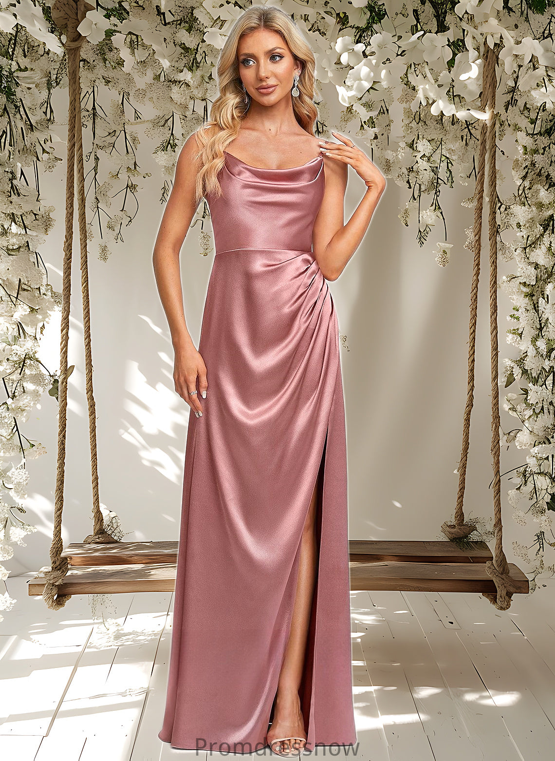 Caroline A-line Cowl Floor-Length Stretch Satin Prom Dresses HPP0025881