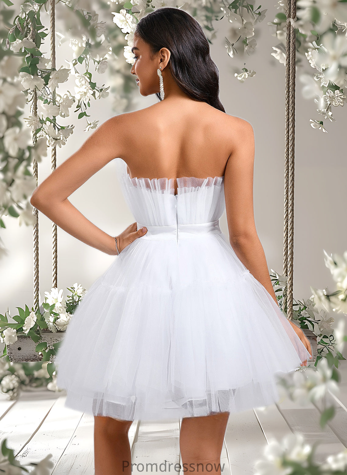 Gabriella Ball-Gown/Princess Asymmetrical Short Tulle Homecoming Dress With Bow HPP0025709