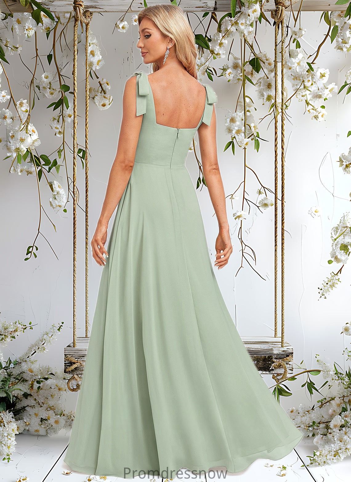 Anastasia A-line Square Floor-Length Chiffon Prom Dresses With Bow HPP0025876