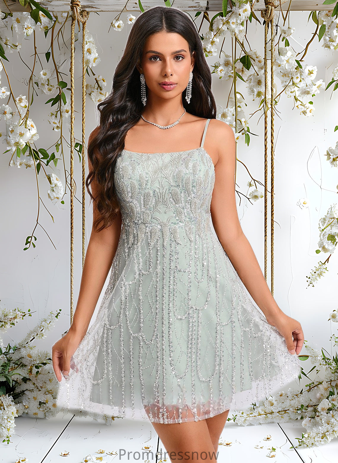 Journey A-line Scoop Mini Sequin Homecoming Dress With Sequins Beading HPP0025689