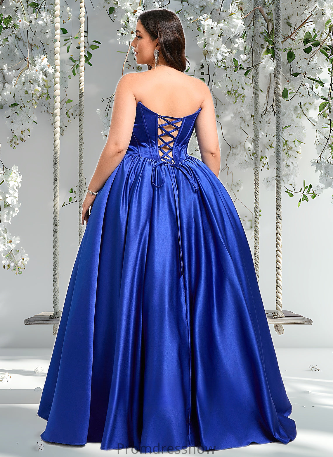 Tiara Ball-Gown/Princess Straight Floor-Length Satin Prom Dresses HPP0025831