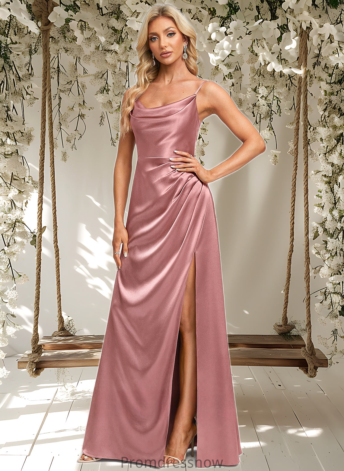 Caroline A-line Cowl Floor-Length Stretch Satin Prom Dresses HPP0025881