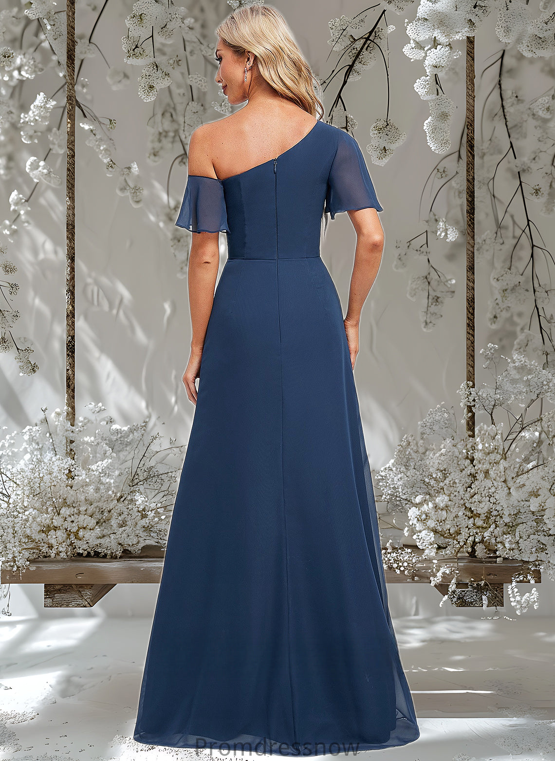 Lacey A-line Asymmetrical Floor-Length Chiffon Bridesmaid Dress With Ruffle HPP0025801