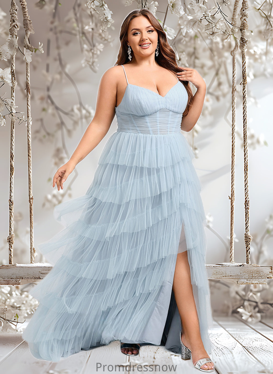 Princess Ball-Gown/Princess V-Neck Sweep Train Tulle Prom Dresses HPP0025833