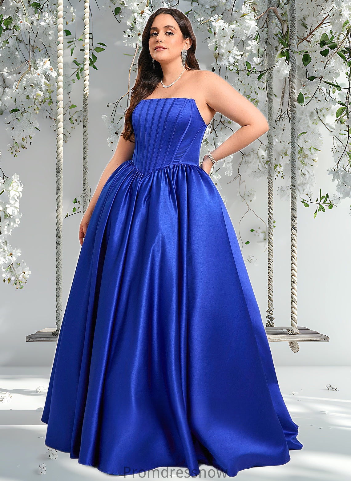 Tiara Ball-Gown/Princess Straight Floor-Length Satin Prom Dresses HPP0025831