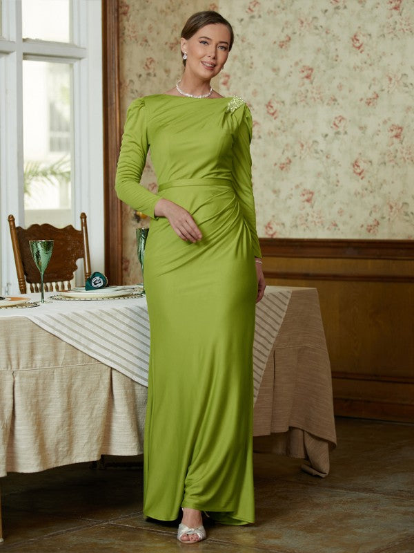 Barbara Sheath/Column Jersey Ruched Scoop Long Sleeves Floor-Length Mother of the Bride Dresses HPP0020352