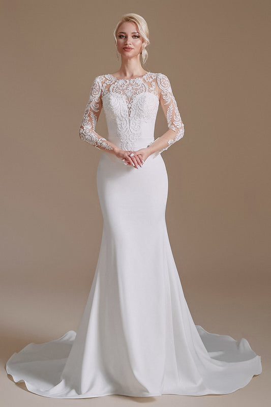 New Arrival Mermaid Long Sleeve Sweep Train Wedding Dresses