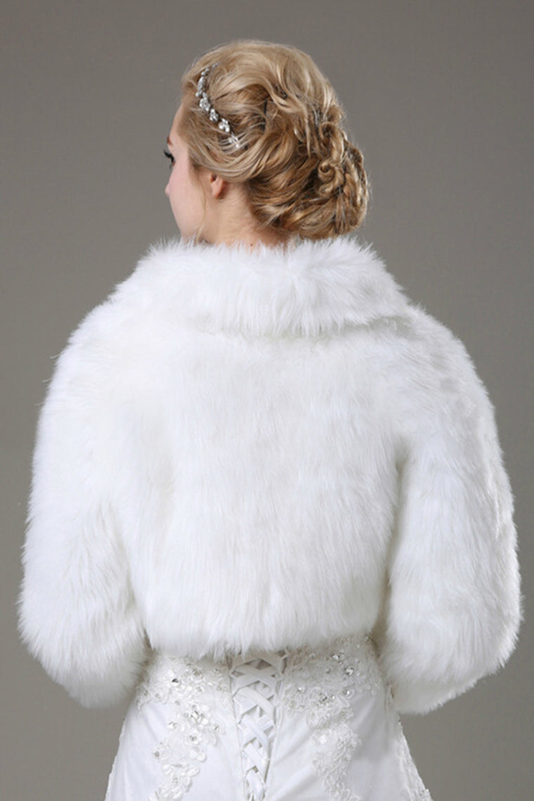 Concise Long Sleeves Faux Fur Wedding Wrap